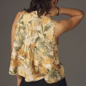 Anthropologie Pilcro Raw-Edge Linen Swing Tank, NWT